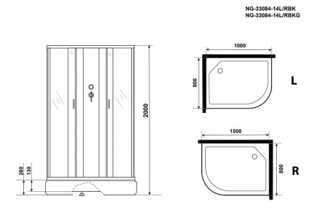 Niagara NG-33084-14LBK 100x80 душевая кабина