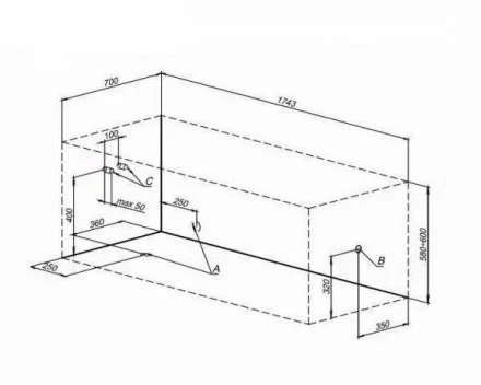 Aquanet Bright 175x70 акриловая ванна с каркасом