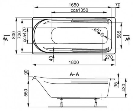Vagnerplast Hera 180x80 акриловая ванна