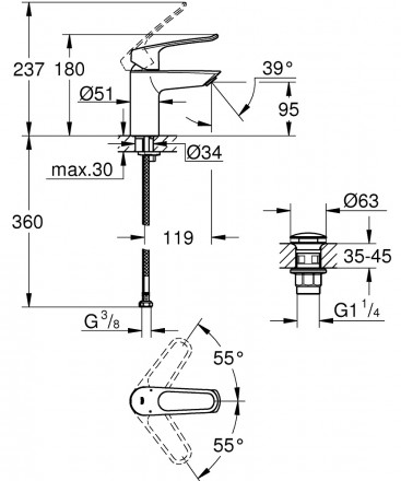 GROHE Eurosmart 2021 23980003 смеситель для раковины