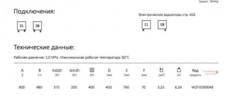 Terma Fiona 900x480 черный Полотенцесушитель электрический