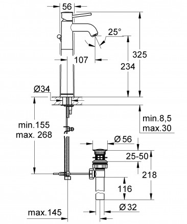 Grohe BauClassic 32868000 смеситель для раковины