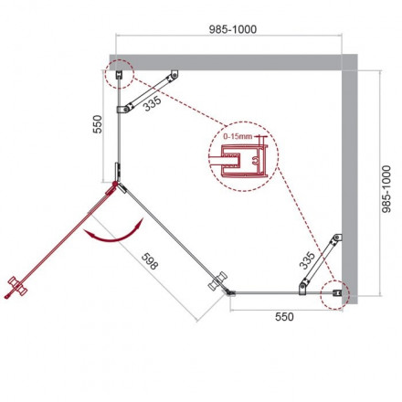 Belbagno KRAFT P1 100x100 L душевой угол стекло прозрачное