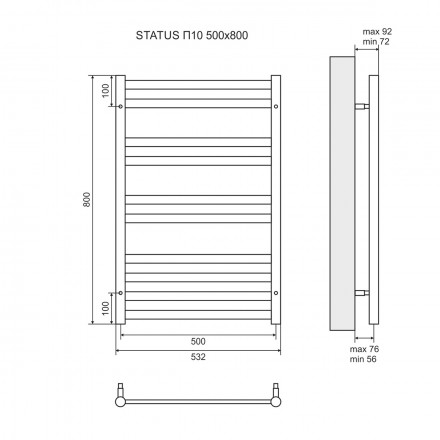 Lemark Status LM44810E П10 500x800 Полотенцесушитель электрический левый/правый