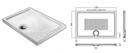 Hatria LIF.RO Y1DJ01 120х80 Душевой поддон керамический