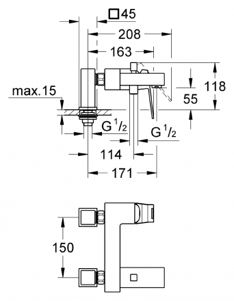 Grohe Eurocube 23143000 Смеситель для ванны