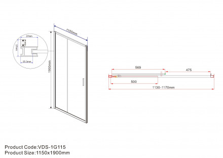 Vincea Garda VDS-1G115CL душевая дверь
