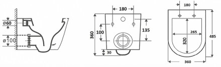 CeramaLux B2330B Унитаз подвесной
