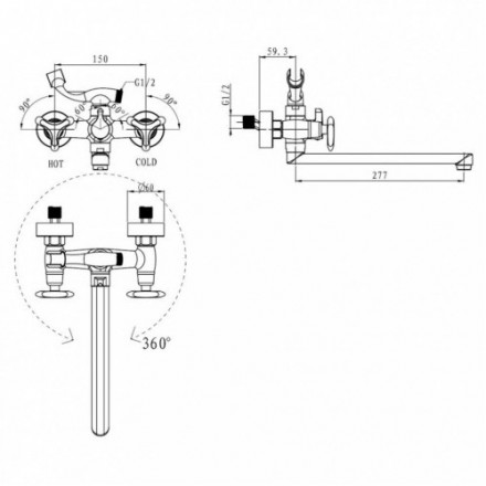 KAISER Trio 57055 Смеситель для ванны