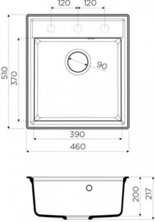 Omoikiri Daisen 46-BE мойка 460x510 ваниль