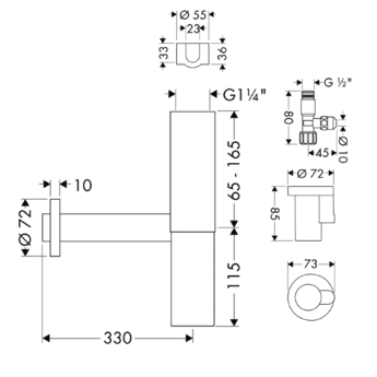 Hansgrohe Flowstar 52120000 Сифон + 2 переходника
