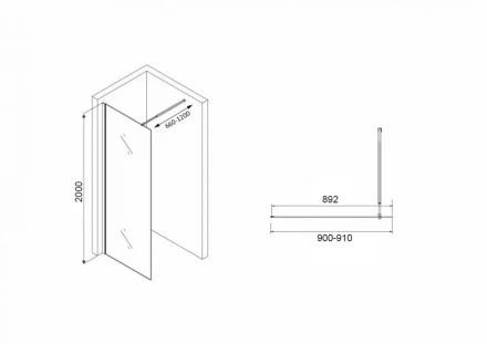 ABBER Immer Offen AG61091R8 душевая перегородка