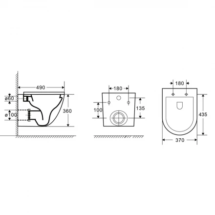 Azario Grado AZ-0046-UQ Унитаз подвесной торнадо с сиденьем микролифт
