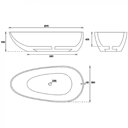 Vate Flora 167x85 Ванна из искусственного камня