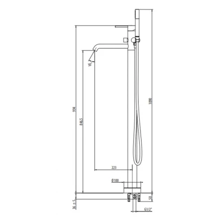 GATTONI CIRCLE TWO А0002426235 Смеситель для ванны напольный BIANCO OPACO