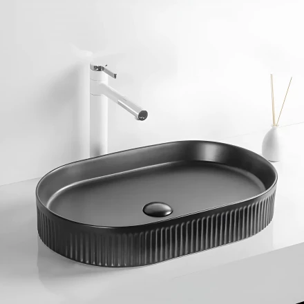 Milleau Glace MU8009-MB Раковина накладная 58x36x10 матовый чёрный