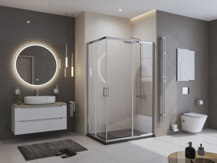 BelBagno UNO TRAY-MR-UNO-AH-120/80-35-NERO-CR душевой поддон из искусственного мрамора в комплекте с