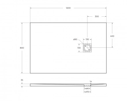 BelBagno UNO TRAY-MR-UNO-AH-120/80-35-NERO-CR душевой поддон из искусственного мрамора в комплекте с