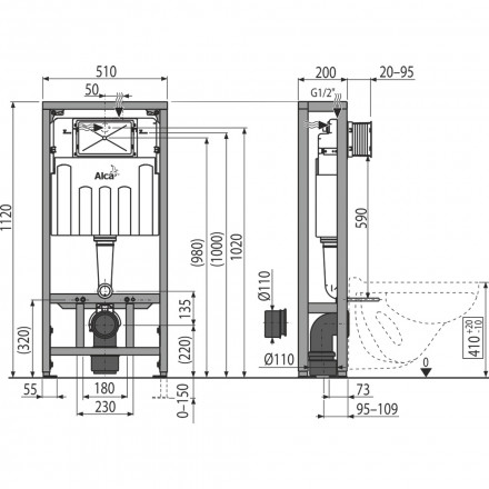 AlcaPlast AM116/1120 Solomodul инсталляция отдельностоящая