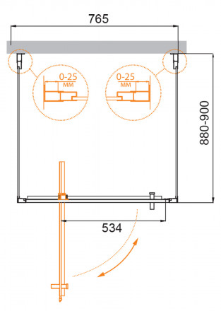CEZARES SLIDER-B-1-70/80-BR-Cr душевая дверь в нишу