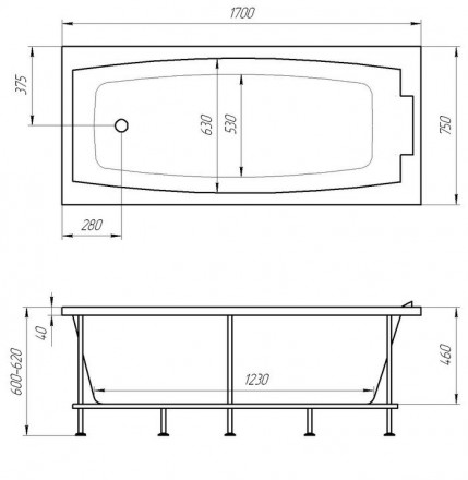 Relisan Kristina 170x75 акриловая ванна