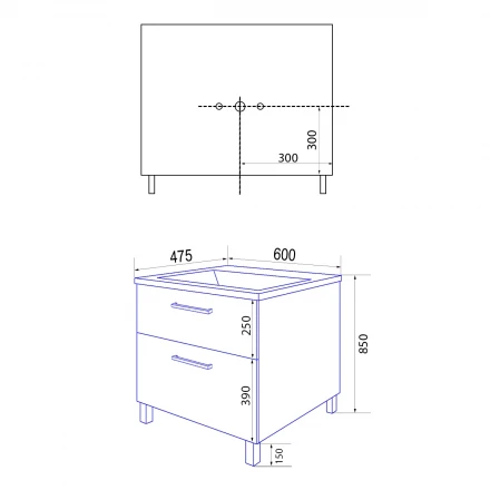 Azario Ника 60 Н Тумба напольная с раковиной Monte(CS00082788)