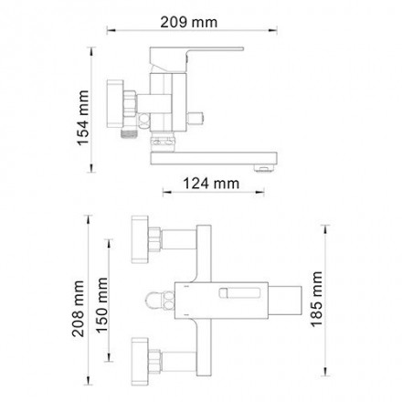Wasserkraft Alme 1501 Смеситель для ванны с коротким изливом
