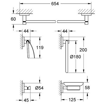 Grohe Essentials 40344001 Комплект аксессуаров 5 в 1 Master Bathroom
