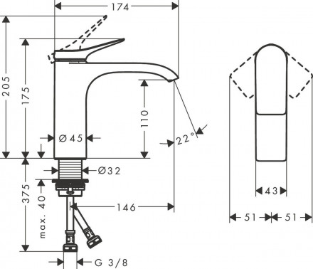 Hansgrohe Vivenis 75022670 смеситель для раковины 110 мм