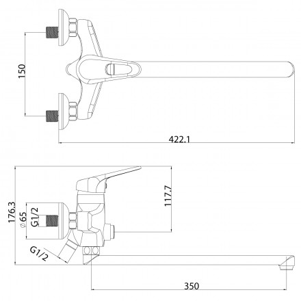 Lemark Luna LM4157C смеситель для ванны и душа
