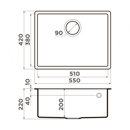 Omoikiri Tedori 54-U-BL мойка 550x420 черный