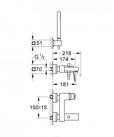 Grohe Eurocube 23141000 Смеситель для ванны