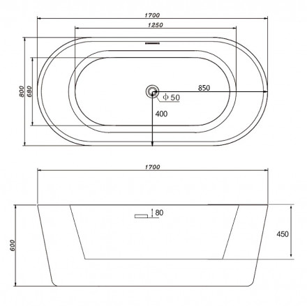 Abber AB9209 Акриловая ванна 170x80