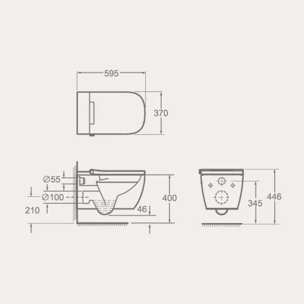Uni-Flow MI SMART CH10166ZR безободковый подвесной унитаз-биде