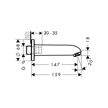 Hansgrohe 13414000 Излив для ванны 159 мм
