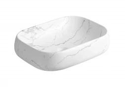Milleau Miel MU0086-WMW Раковина накладная 56.5x40x14.5 матовый белый мрамор