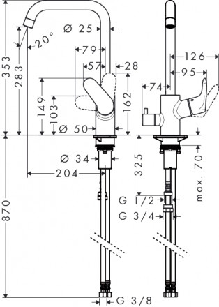 Hansgrohe Focus 31823000 смеситель для кухни с переключателем на посудомоечную машину