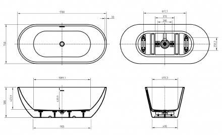 BelBagno UNO BB701-1700-750-K акриловая ванна