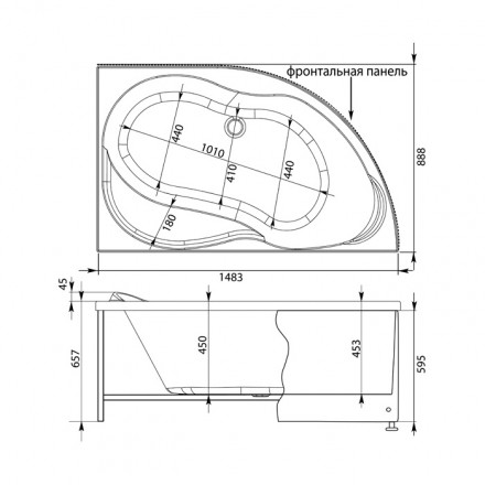 Aquanet Graciosa 150x90 левая акриловая ванна без гидромассажа
