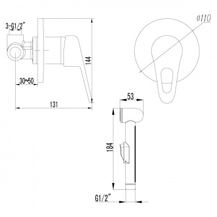 Lemark Luna LM4119C смеситель с гигиеническим душем, встраиваемый