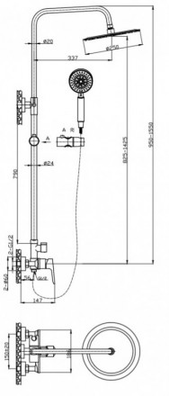 BelBagno ANCONA-DOCM-CRM Душевая стойка