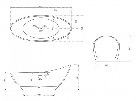 Abber AB9233DB Акриловая ванна 184x79