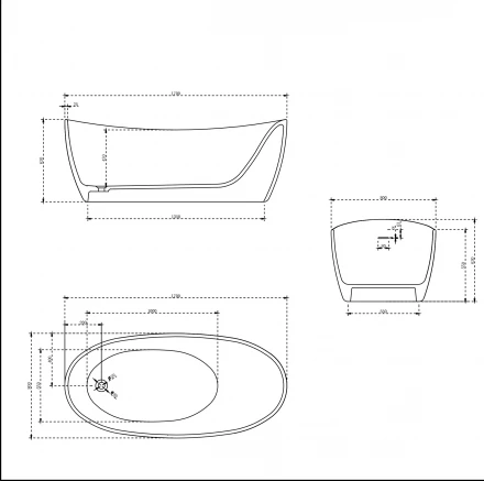 Vincea VBT-6S03MW Ванна Solid Surface белый матовый