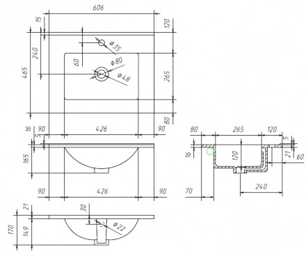 AM PM Spirit M70WCC0602WG 60 мебельная раковина