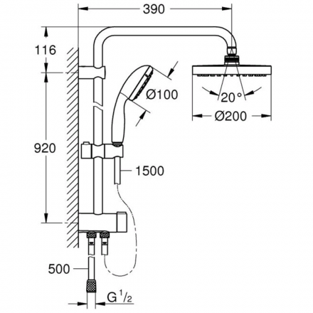 Grohe Tempesta New 200 26452001 Душевая стойка
