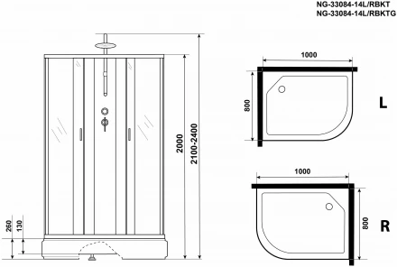 Niagara NG-33084-14LBKTG 100x80 душевая кабина