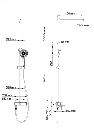 Wonzon &amp; Woghand Brilliant WW-88047079-MB Душевая система черный матовый
