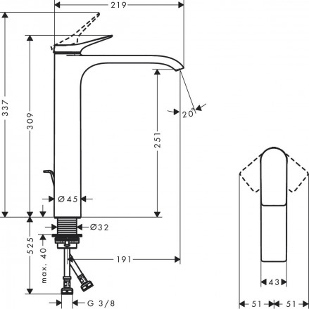 Hansgrohe Vivenis 75040700 смеситель для раковины 250 мм