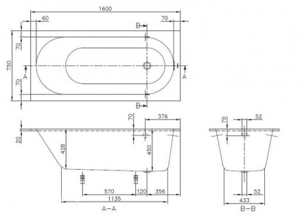 Villeroy&amp;Boch Oberon 160x75 UBQ160OBE2V-01 Ванна