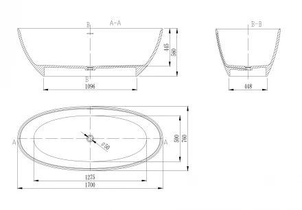 Vincea VBT-4S01MW Ванна Solid Surface белый матовый